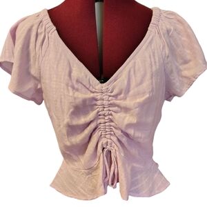 Marisol Adjustable Crop Bodice Peplum Waist Violet Color Blouse Size L Women's